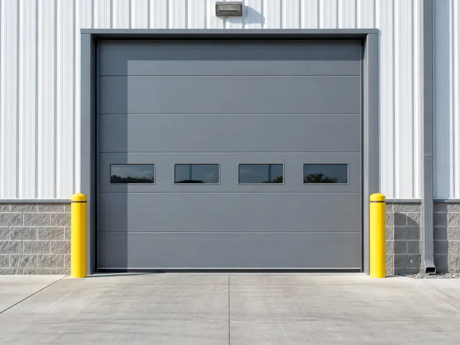 Commercial sectional overhead door at a loading bay Commercial sectional overhead door at a loading bay